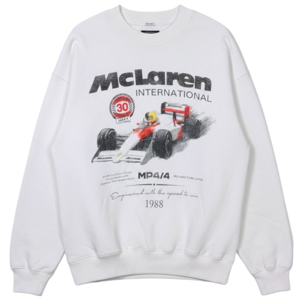 Abercrombie & Fitch MCLAREN Formula 1 F1 Team Sweatshirt Crewneck White Adult M